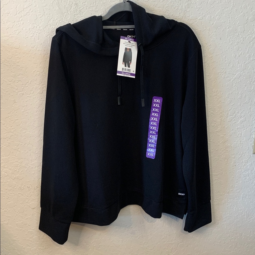 DKNY Black tech waffle pullover Hoodie
